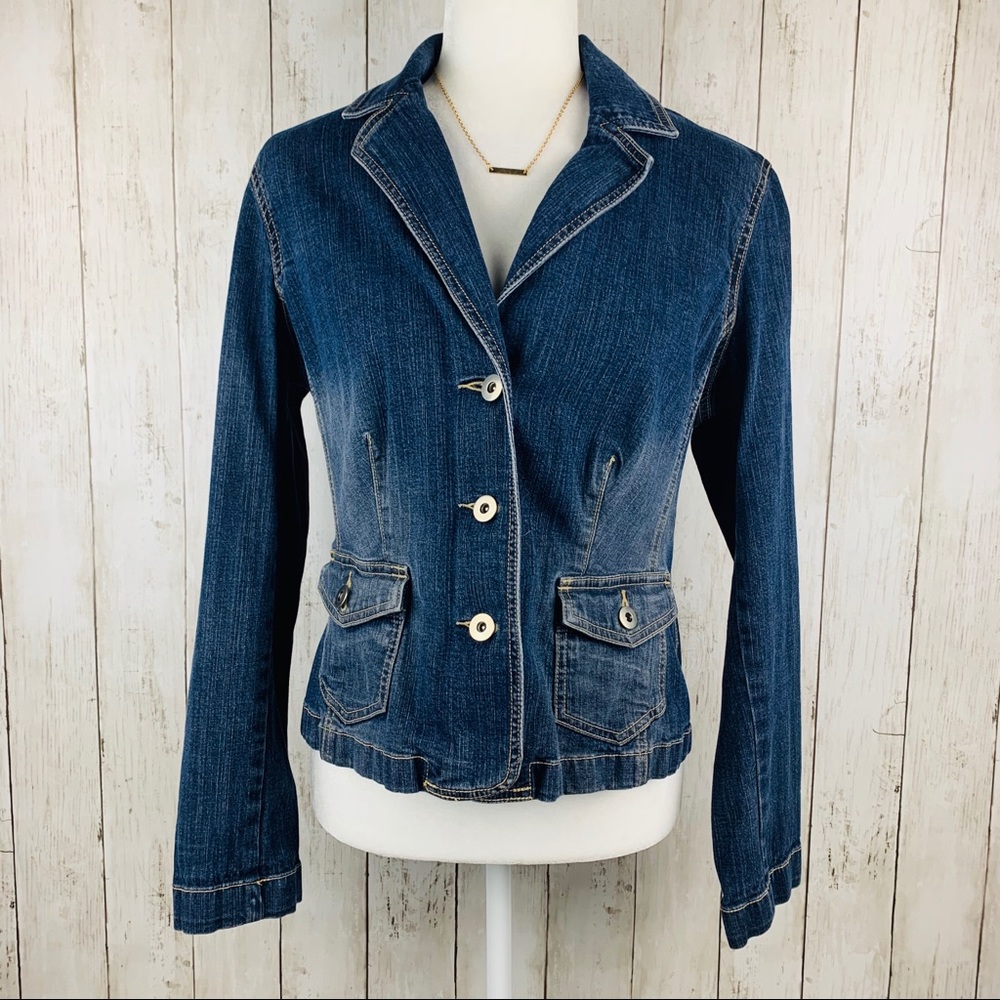 STYLE & CO Blue Jean Denim Jacket Petite Medium - Picture 1 of 4